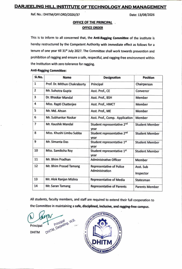 Anti Ragging Committee Darjeeling